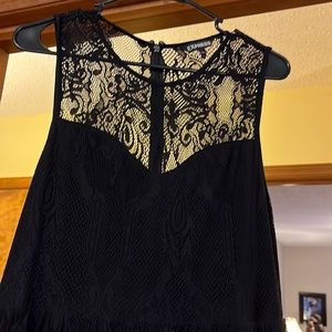 Black Lace Express Babydoll dress with Sheer Lace Back - Sz Lg
